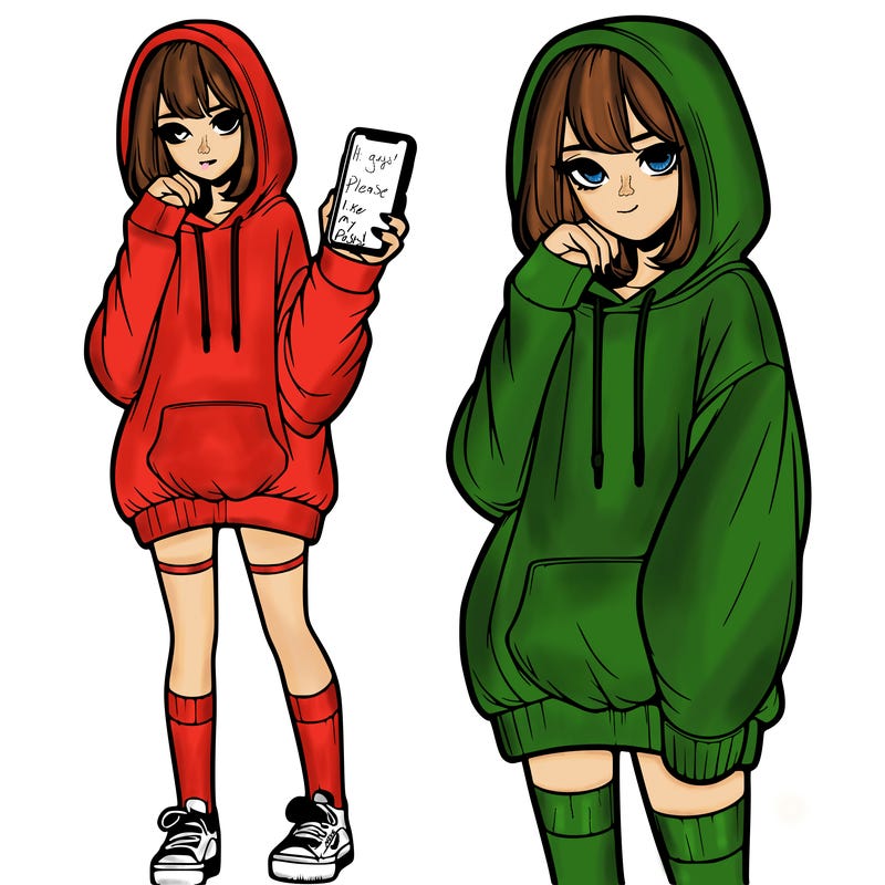 realistic girl who looks tired and is wearing an oversized hoodie and knee high socks and is holding a phone