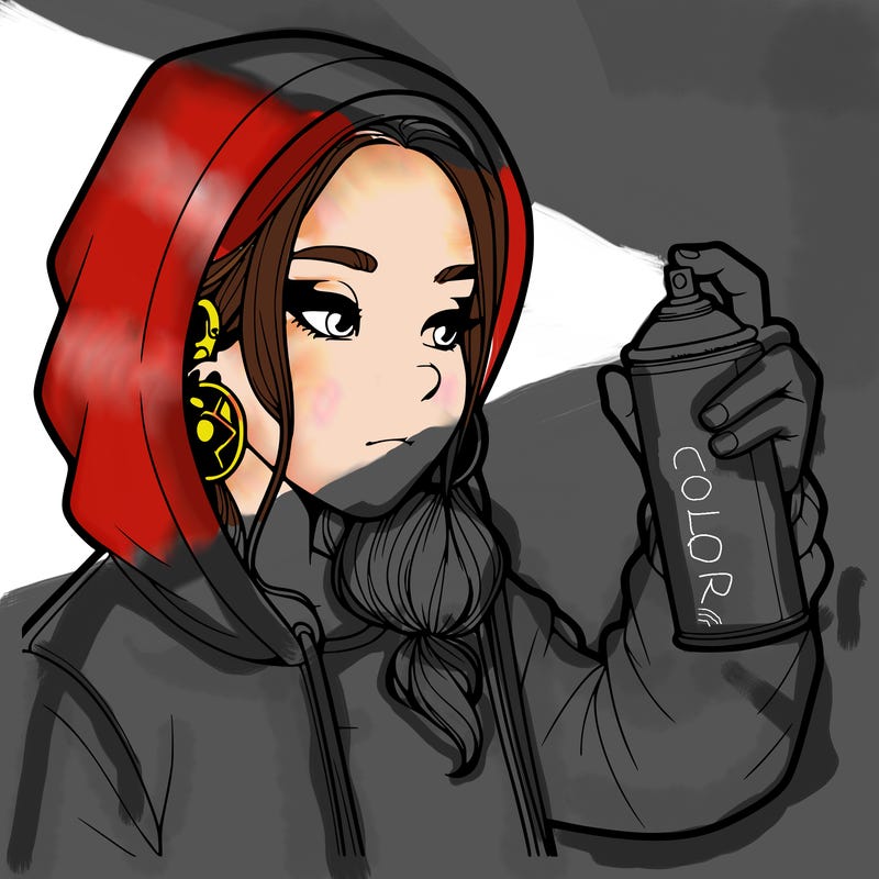a realistic girl, spray painting