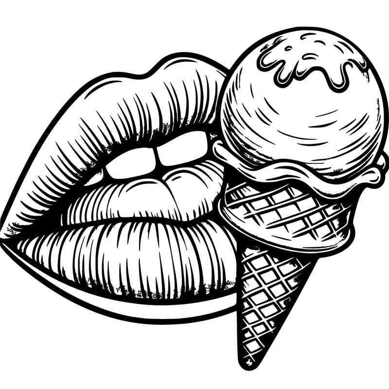 realistic lips with ice cream