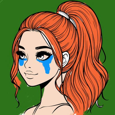 realistic girl with a high ponytail