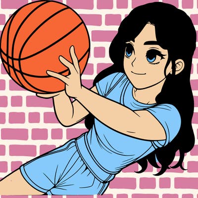 realistic girl playing basketball