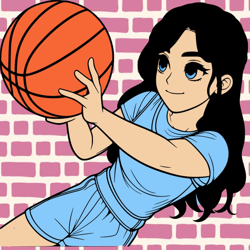 realistic girl playing basketball