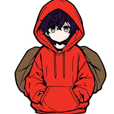 anime boy in oversized hoodie