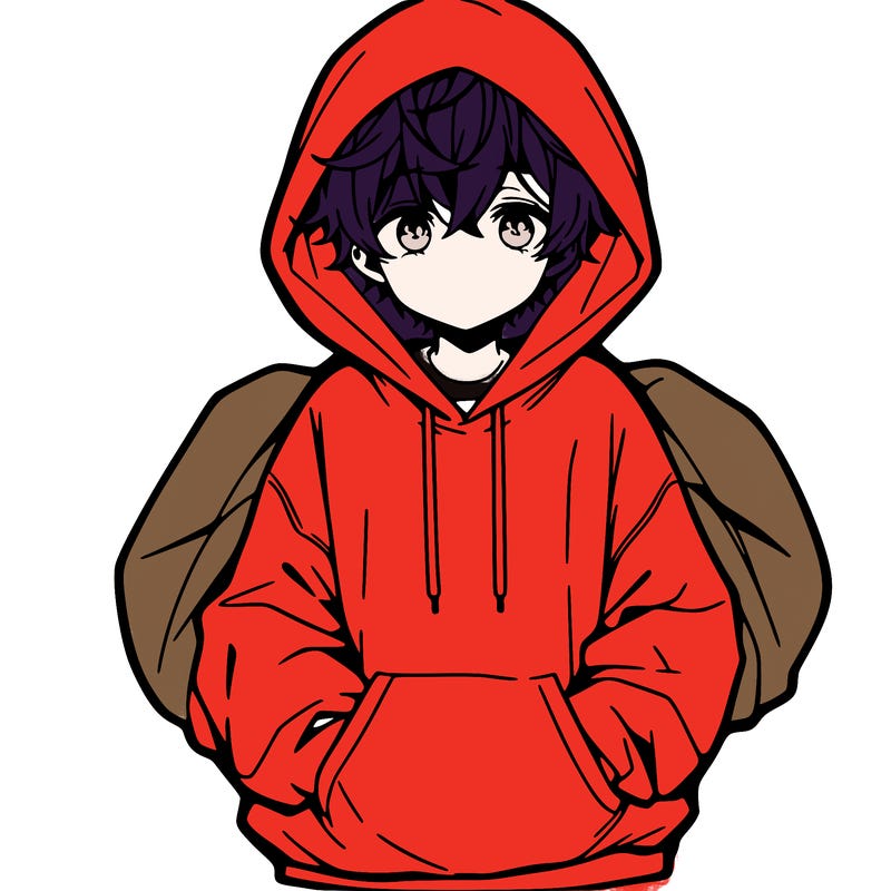 anime boy in oversized hoodie