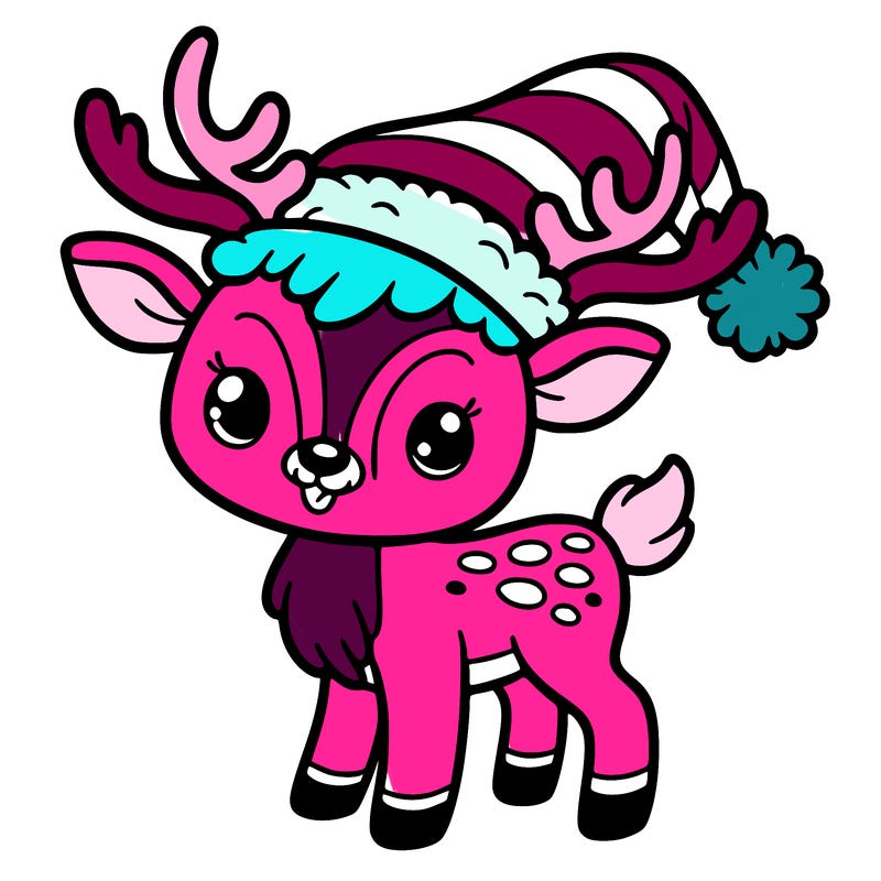 christmas reindeer with santa hat