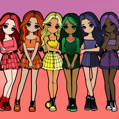 a group of girls realistic