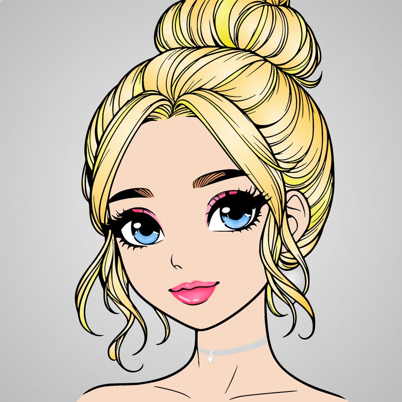 realistic pretty girl with hair in bun