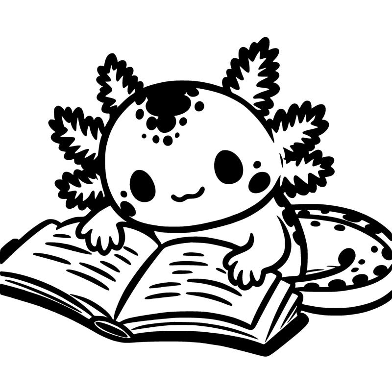 axolotl reading a book