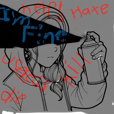 a realistic girl, spray painting