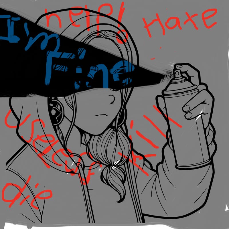 a realistic girl, spray painting