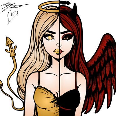 devil vs angel realistic girl