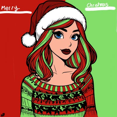 realistic lady in a christmas sweater
