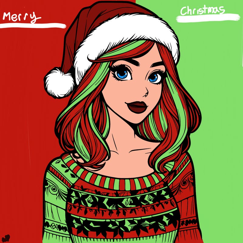 realistic lady in a christmas sweater
