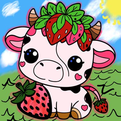 cute strawberry cow