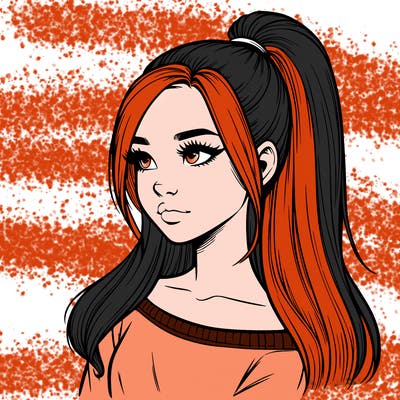 realistic girl with a high ponytail