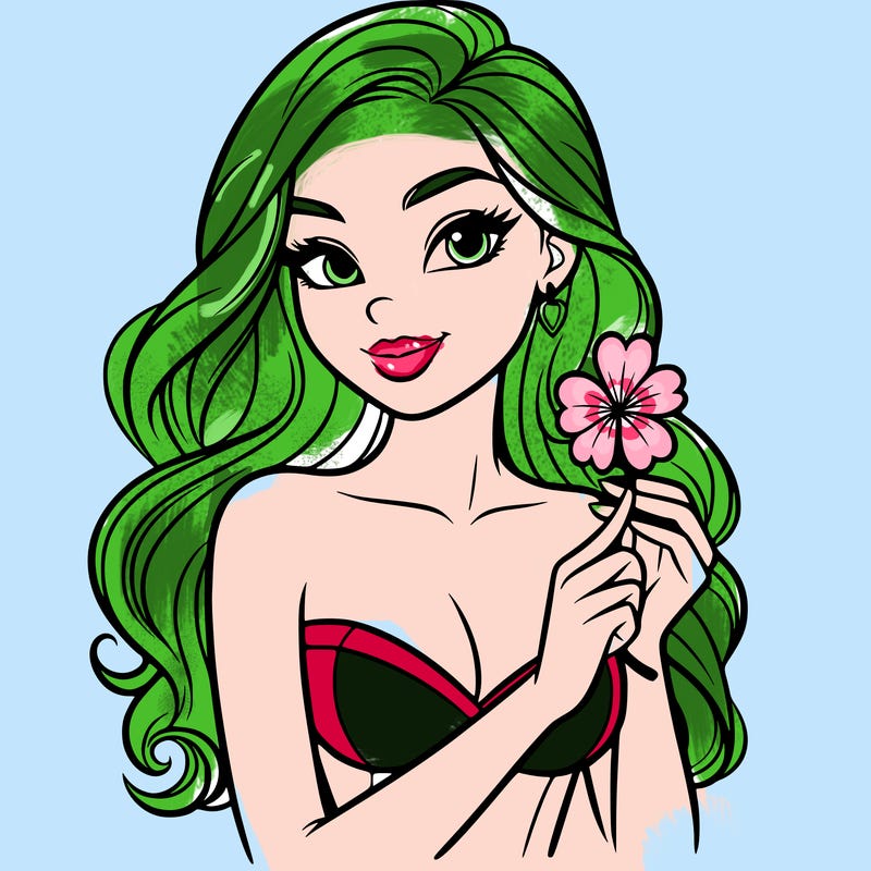 beautiful woman  carrying a clover