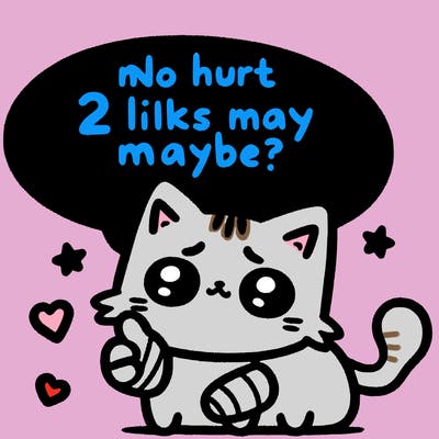 cute cat thats been hurt saiying 2 likes maybe