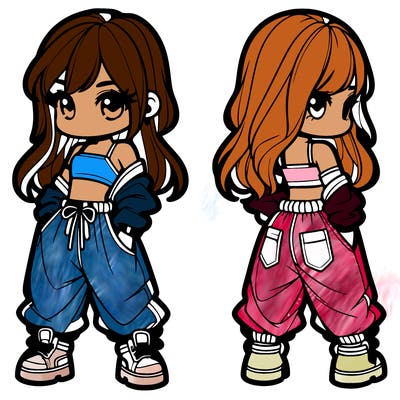 girl in crop top and baggy pants