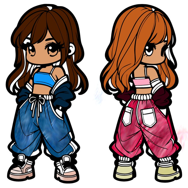 girl in crop top and baggy pants