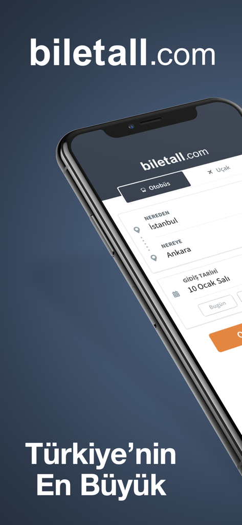 Biletall – Bus & Plane Tickets - Biletall mobile app interface for booking a bus ticket from Istanbul to Ankara in Turkey