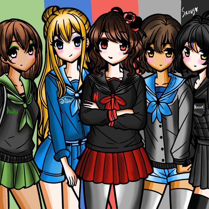 teen manga girls group of 5