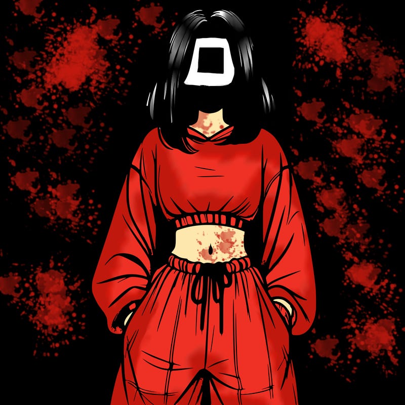 realistic girl faceless with baggy pants and a crop top