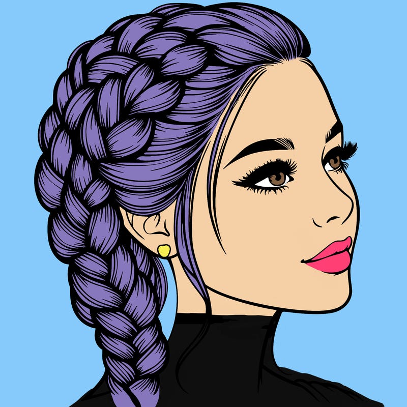 realistic woman with french braided hair
