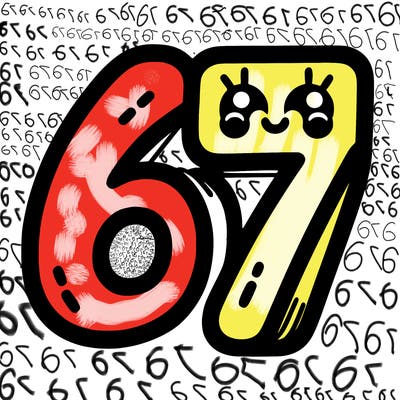 the numbers 67