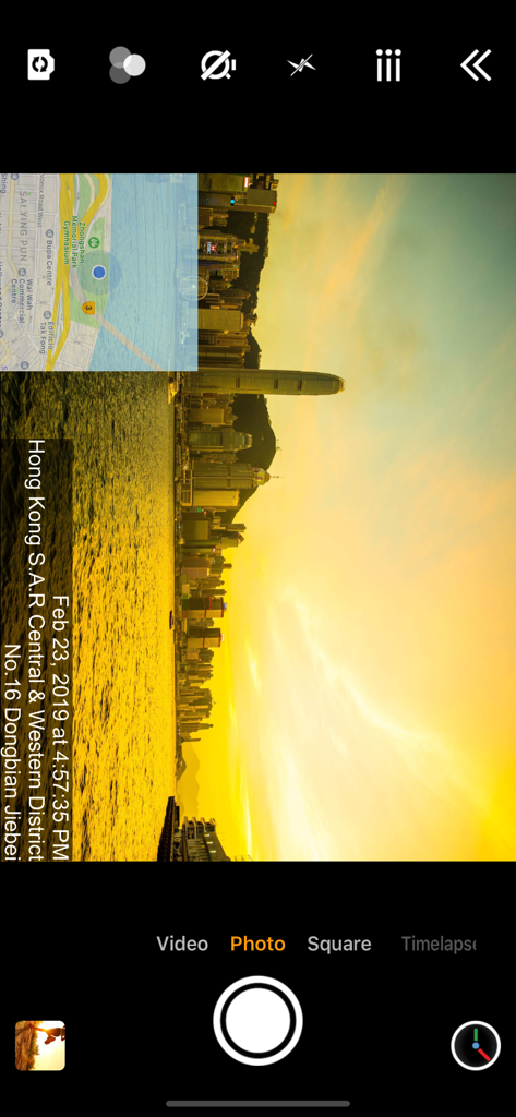 Timestamp Camera Pro - A camera app interface showing a photo with timestamp address and GPS map overlay for professional documentation
