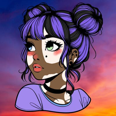 realistic girl with spacebuns