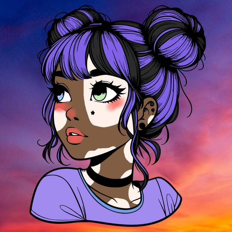 realistic girl with spacebuns