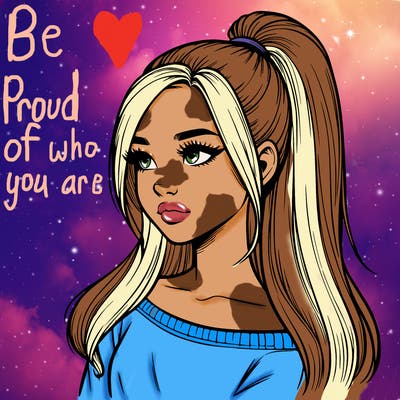 realistic girl with a high ponytail