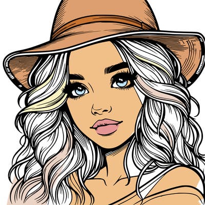 realistic girl with hat