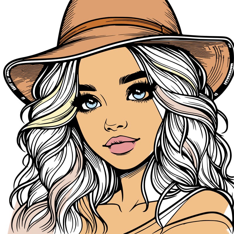 realistic girl with hat