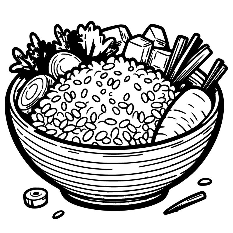 rice bowl with veggies an meat