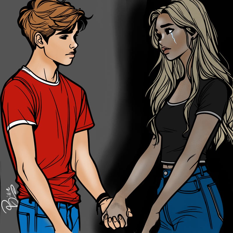 realistic teen couple holding hands