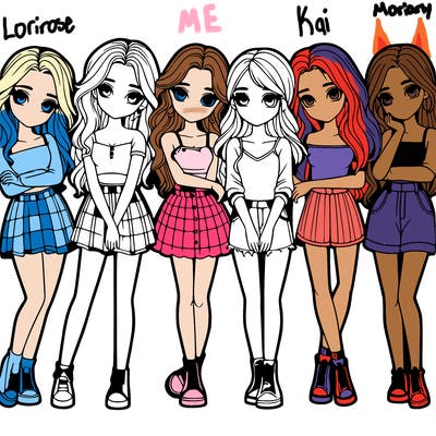 a group of girls realistic