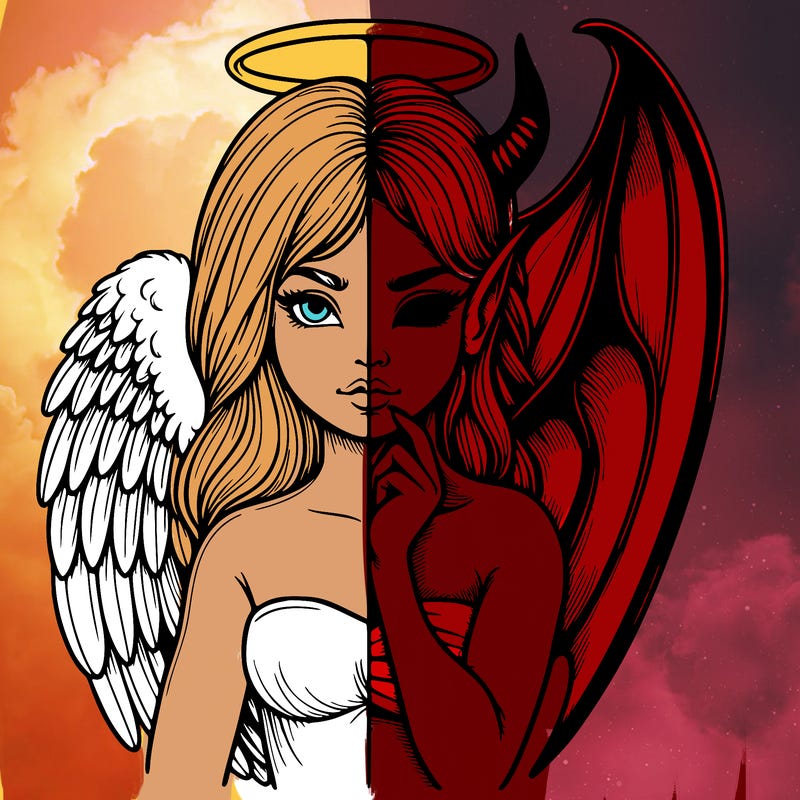 realistic angel half demon