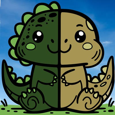 really cute split dinosaur