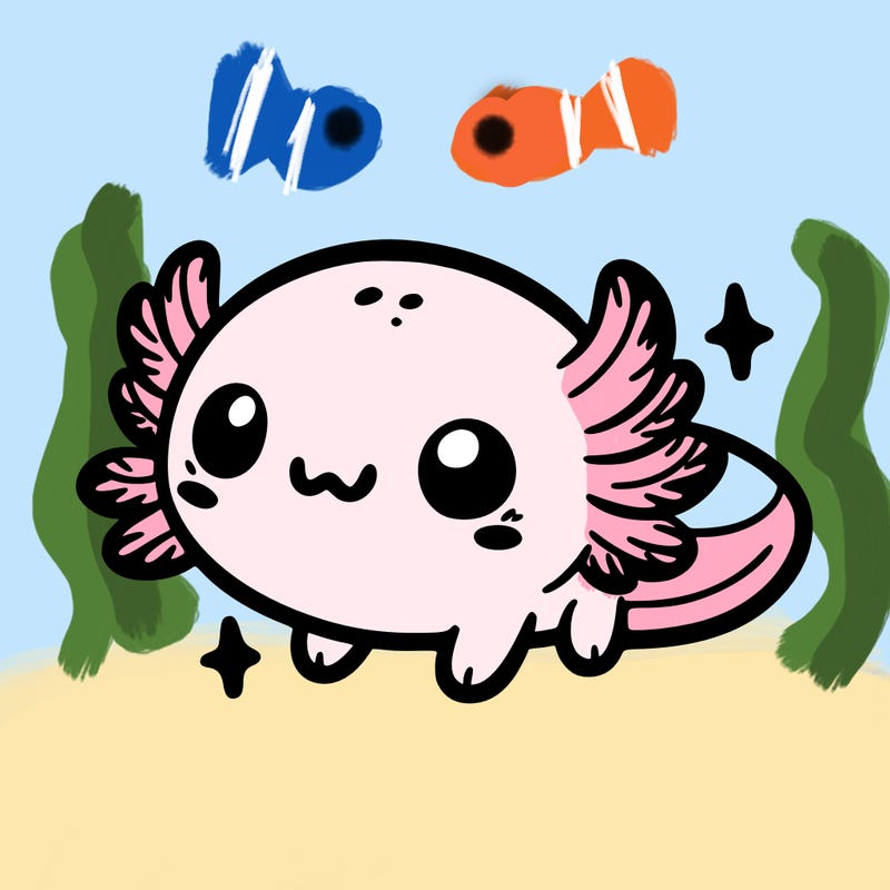 cute easy baby axolotl