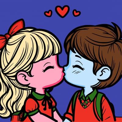 boy and girl kissing