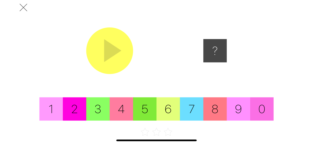 Learning interface of the Mata app with colorful number buttons and audio play icon