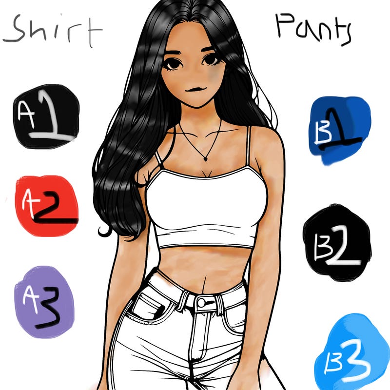 realistic girl wearing a crop top and jeans