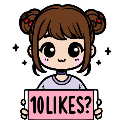 cute girl that is holding a sign that says 10 likes?