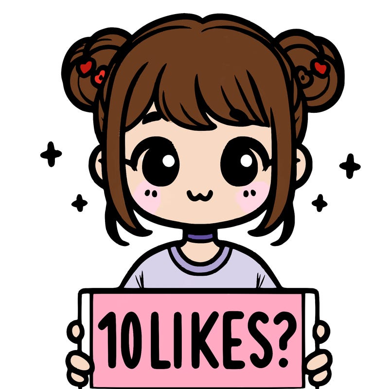 cute girl that is holding a sign that says 10 likes?