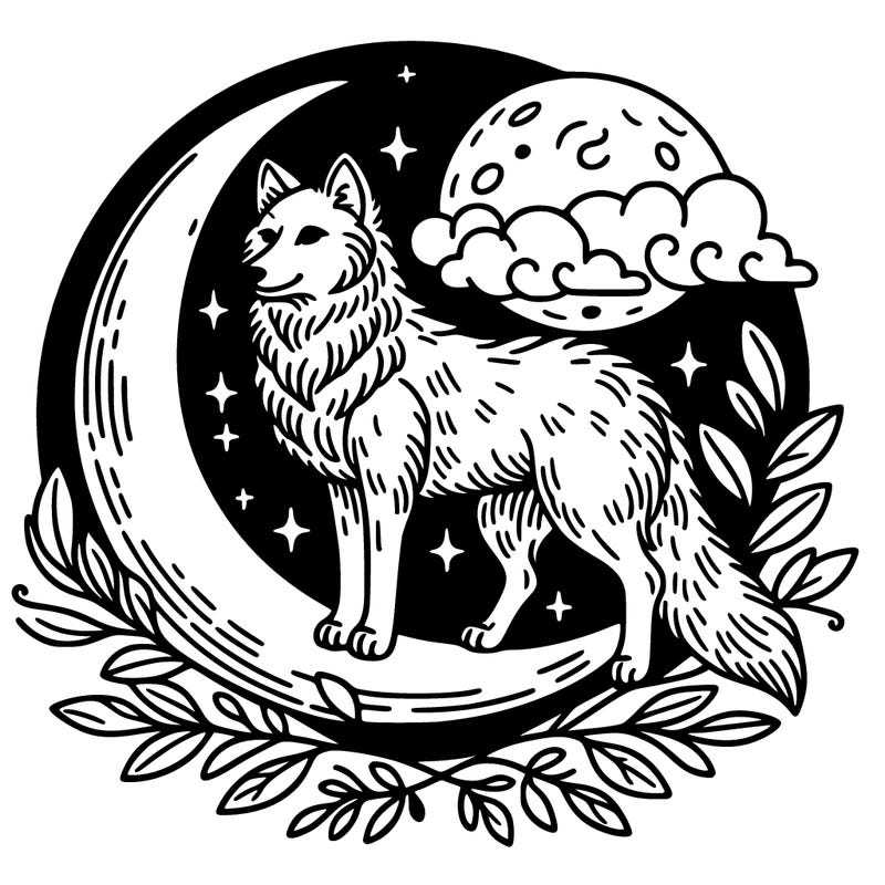 wolf in moon