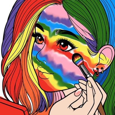 a realistic girl doing her makeup