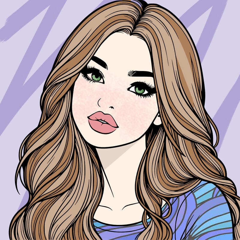 realistic girl with hair on her hair and lips