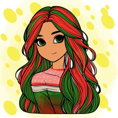 realistic girl with long hair