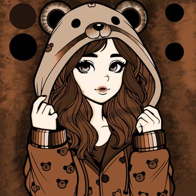 realistic girl in a animal pjs hoodie